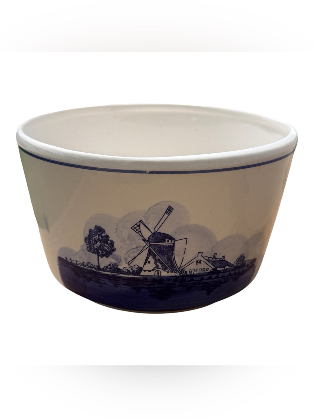 Vintage Delft Blue Dutch Windmill Ceramic Planter Cachepot Set Cottagecore Bowls - Picture 3 of 12